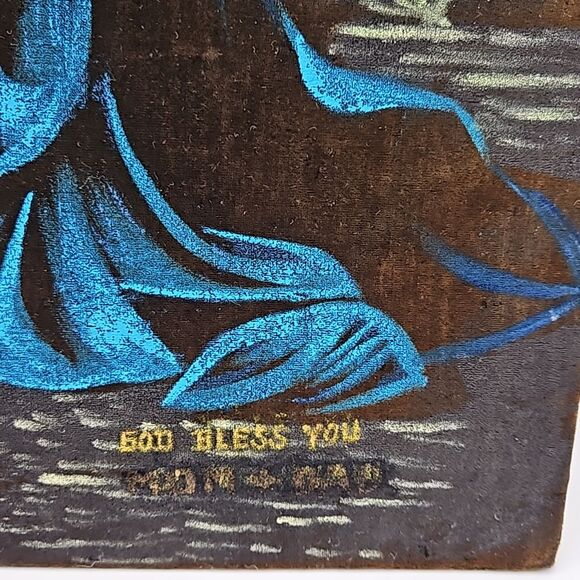 Gorgeous Vintage Hand Painted Velvet Jesus  17.25" x 12.25" - Picture 7 of 12